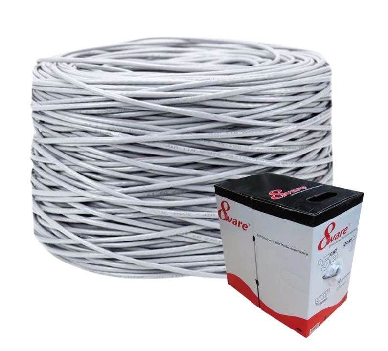 8ware CAT6 UTP Cable 305m Roll - Grey White Full 0.55mm Copper UTP stranded Ethernet LAN Network 24AWG 0.55cu 2x4p pvc Jacket 8ware CAT6 UTP Cable 305m Roll - Grey White Full 0.55mm Copper UTP stranded Ethernet LAN Network 24AWG 0.55cu 2x4p pvc Jacket